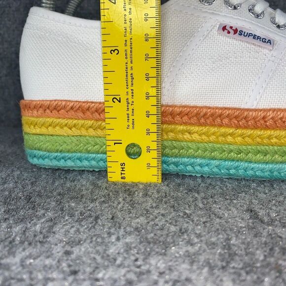 Superga Platform Sneakers Womens 8.5 Shoes White Rainbow Striped Espadrilles - Picture 10 of 11